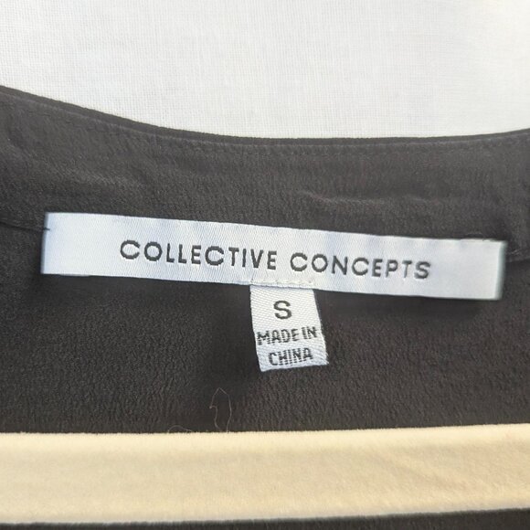 NWT Collective Concepts Size Small 100% Silk Black Cap Sleeved Tank - Picture 2 of 10